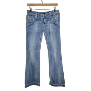 Rock Revival Elizabeth Low Rise Wide Leg Jeans Women's Size 30 Western Boho